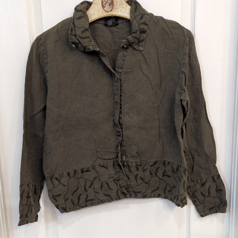 Green Hemp Blouse